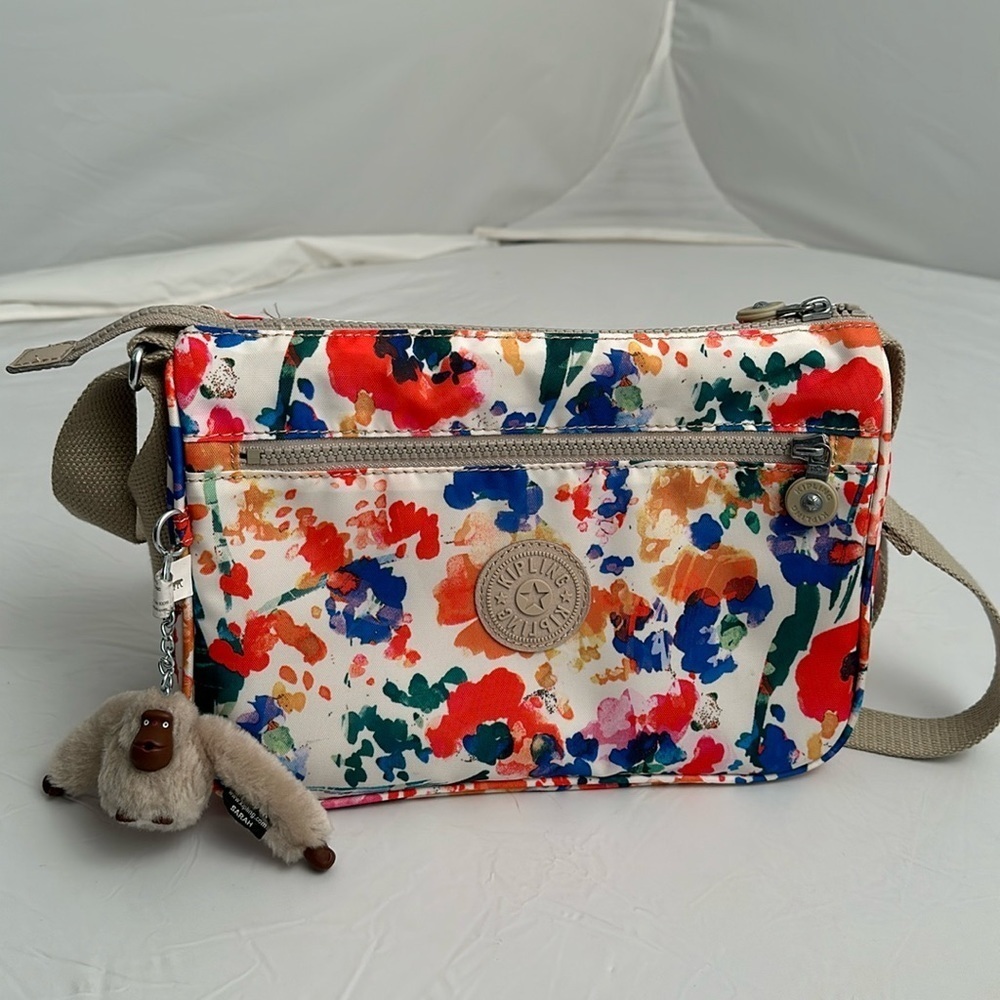 Kipling Aveline Floral Night natural multicolor abstract floral crossbody bag